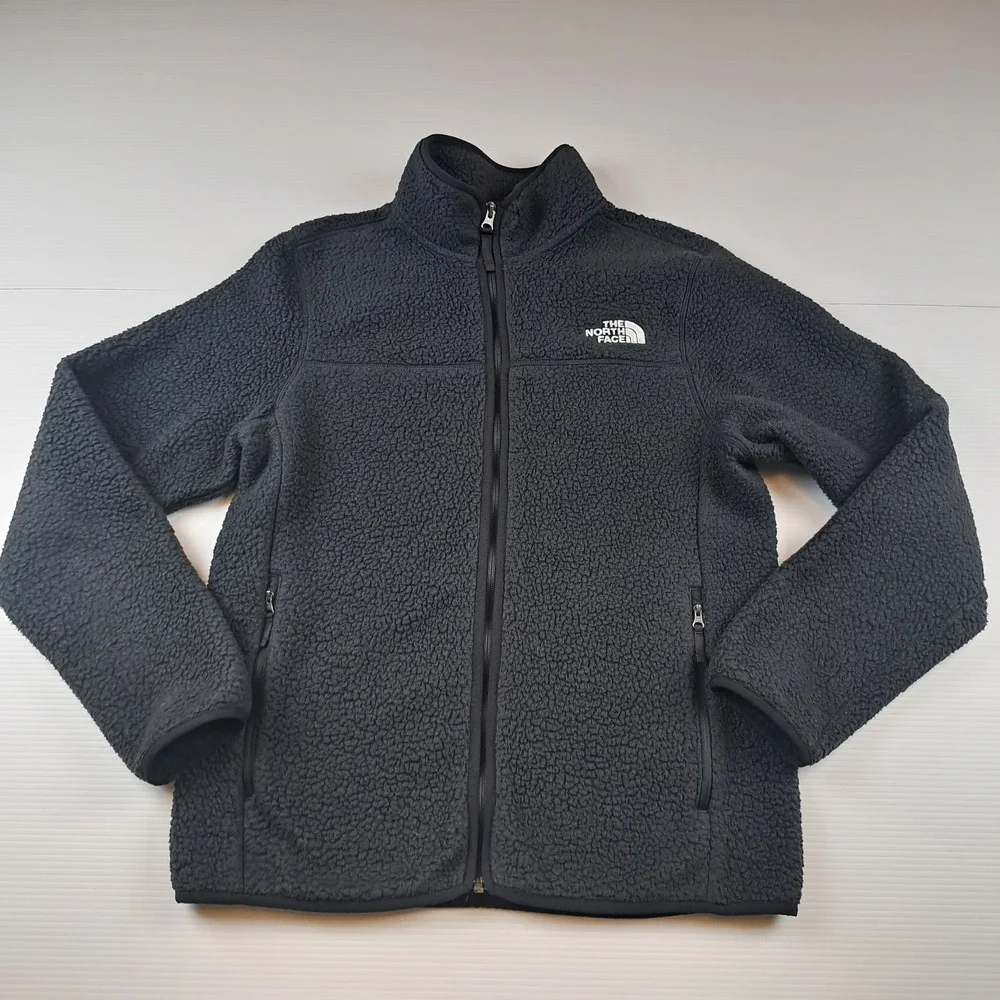 The North Face Jacket Mens Medium Black Sherpa Fleece Full Zip Outdoor Hiking